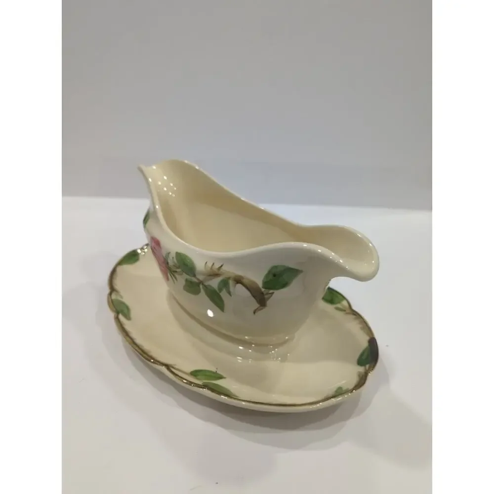 Vintage Franciscan Desert‎ Rose Gravy Boat w/ Attached Drip ~ Underplate USA